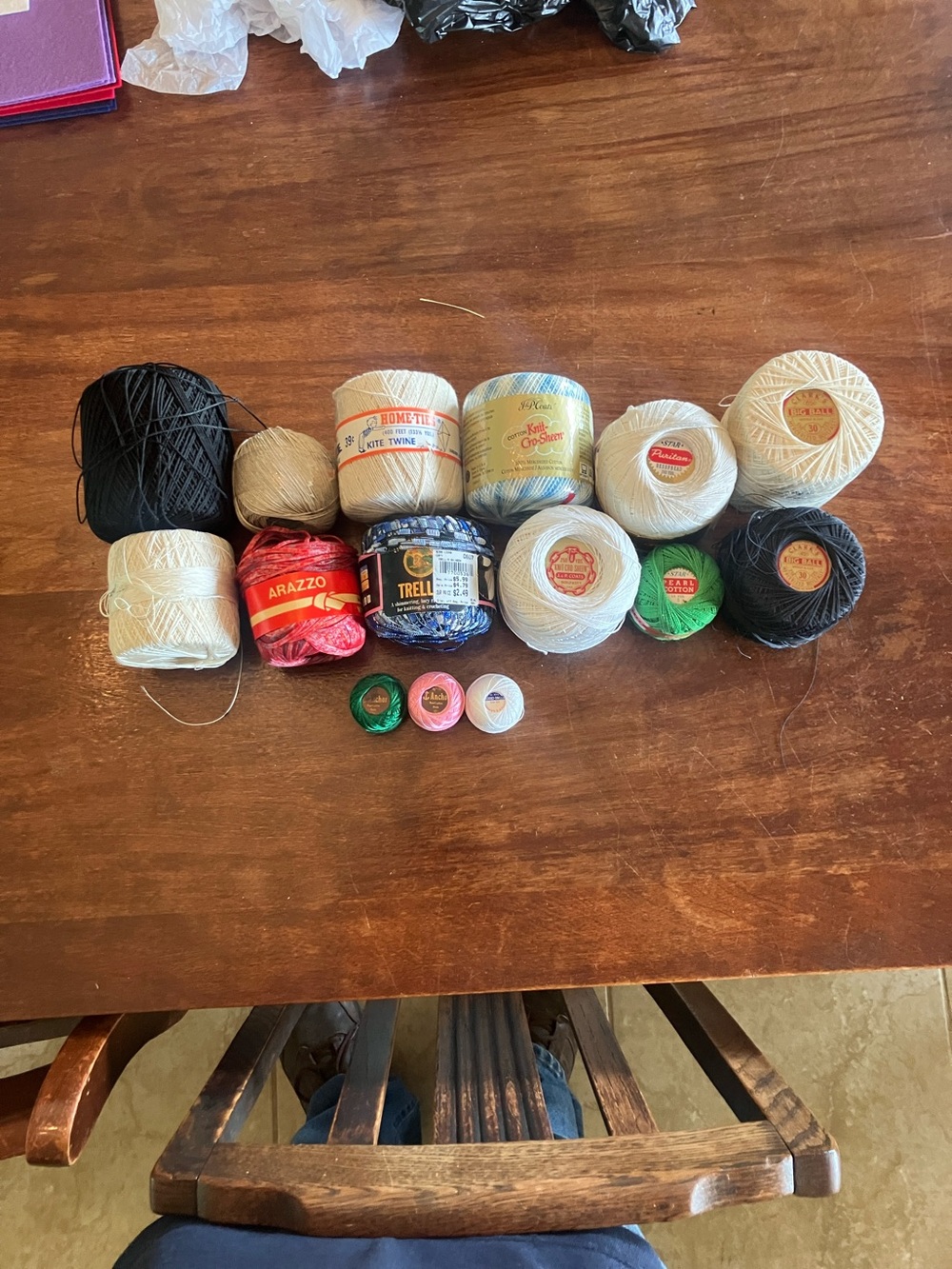 Mixed Crochet and Embroidery Thread Set in Black, White, Red, Green, Pink